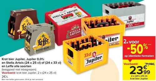 Krat Bier Jupiler Jupiler 0 0 En Stella Artois 24 X 25 Cl Of 24 X