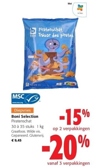 Boni selection piratenschat 30 à 35 stuks 1 kg promotie bij Colruyt