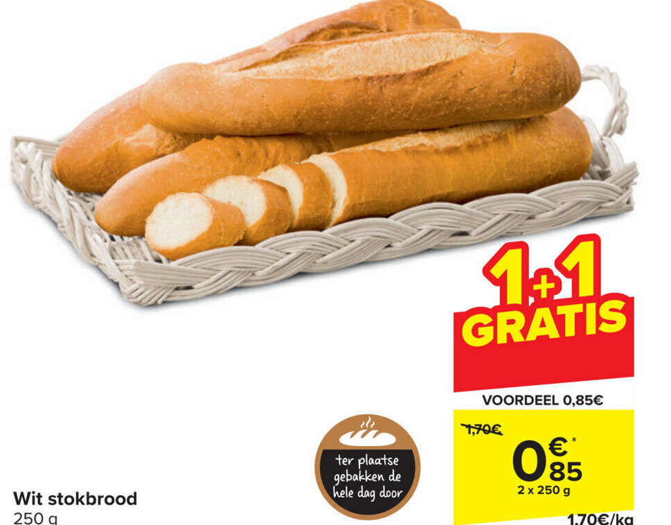 Wit Stokbrood 250 G Promotie Bij Carrefour