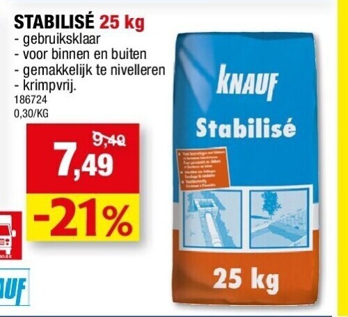 Stabilisé 25 kg promotie bij Hubo