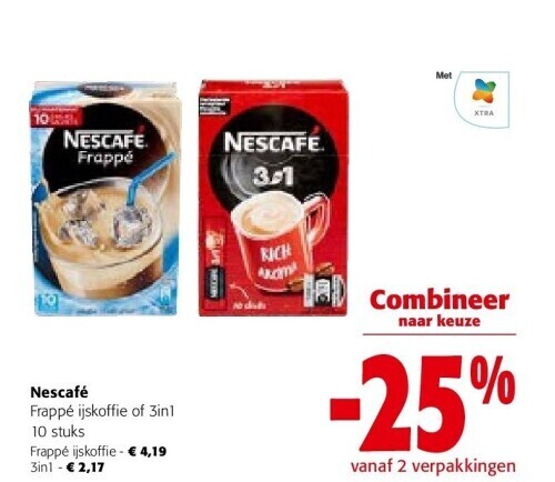 Nescafé frappé ijskoffie of 3in1 10 stuks promotie bij Colruyt