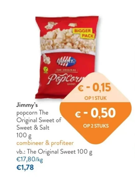 Jimmy S Popcorn The Original Sweet Of Sweet Salt G Promotie Bij Okay