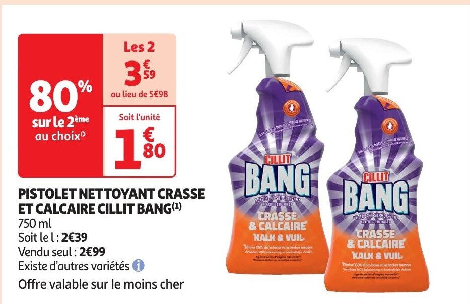 Cillit Bang Pistolet Nettoyant Crasse Et Calcaire Ml Promotie Bij Auchan