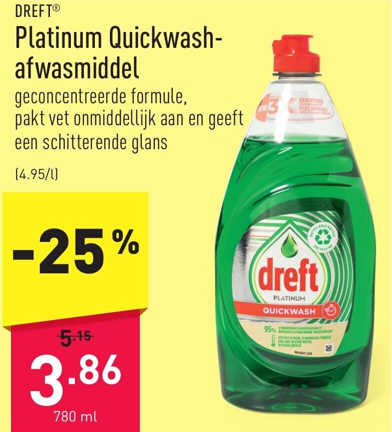 Platinum Quickwash Afwasmiddel Ml Promotie Bij Aldi