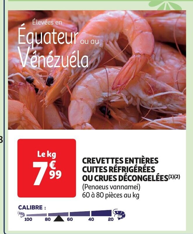 Crevettes Enti Res Cuites R Frig R Es Ou Crues D Congel Es Promotie Bij