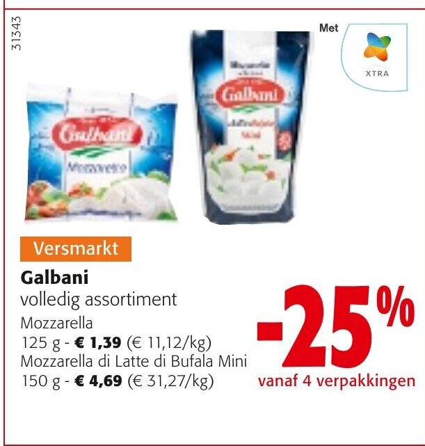 Versmarkt Galbani Volledig Assortiment Mozzarella Promotie Bij Colruyt