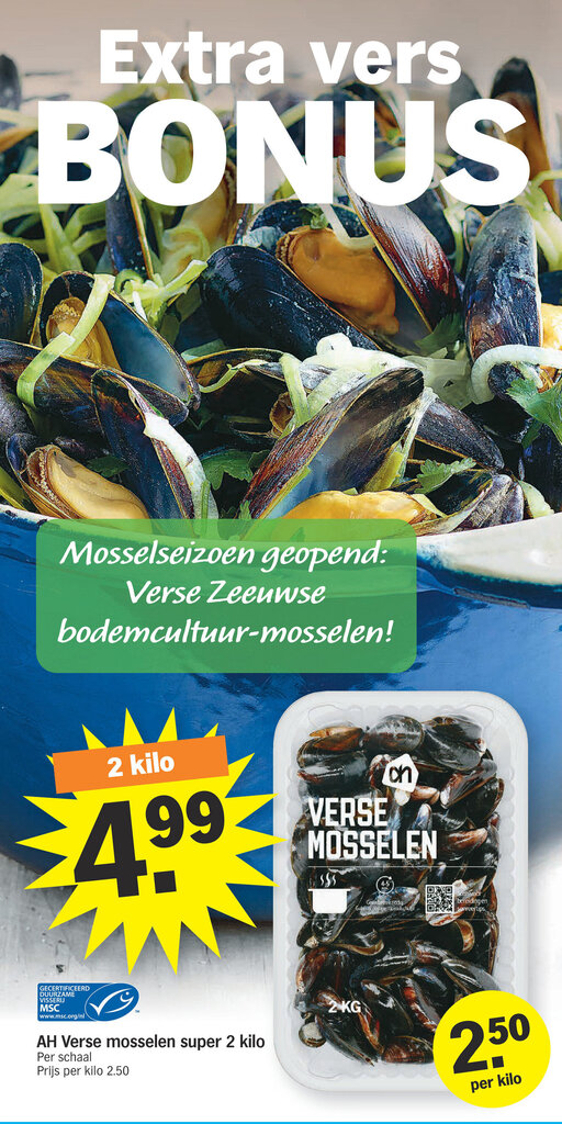 AH Verse Mosselen Super 2 Kilo Promotie Bij Albert Heijn