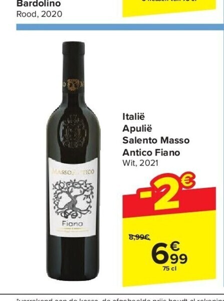 Italië apulië salento masso antico fiano promotie bij Carrefour