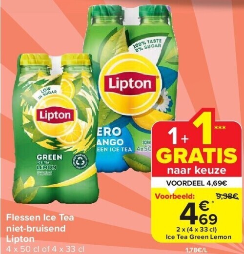 Flessen Ice Tea Niet Bruisend Lipton Promotie Bij Carrefour