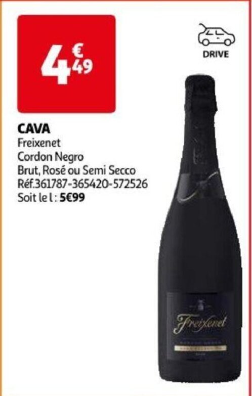 CAVA Freixenet Cordon Negro Brut Rosé ou Semi Secco promotie bij Auchan