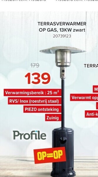 Terrasverwarmer Op Gas 13kw Zwart Promotie Bij Euroshop