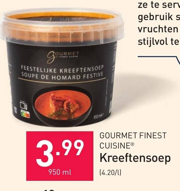 Gourmet Finest Cuisine Kreeftensoep Ml Promotie Bij Aldi