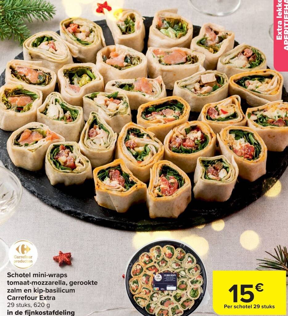 Schotel Mini Wraps Tomaat Mozzarella Gerookte Zalm En Kip Basilicum