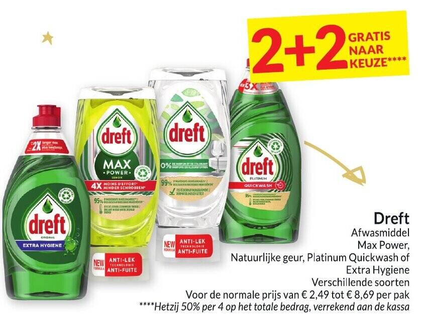 Dreft Afwasmiddel Max Power Natuurlijke Geur Platinum Quickwash Of