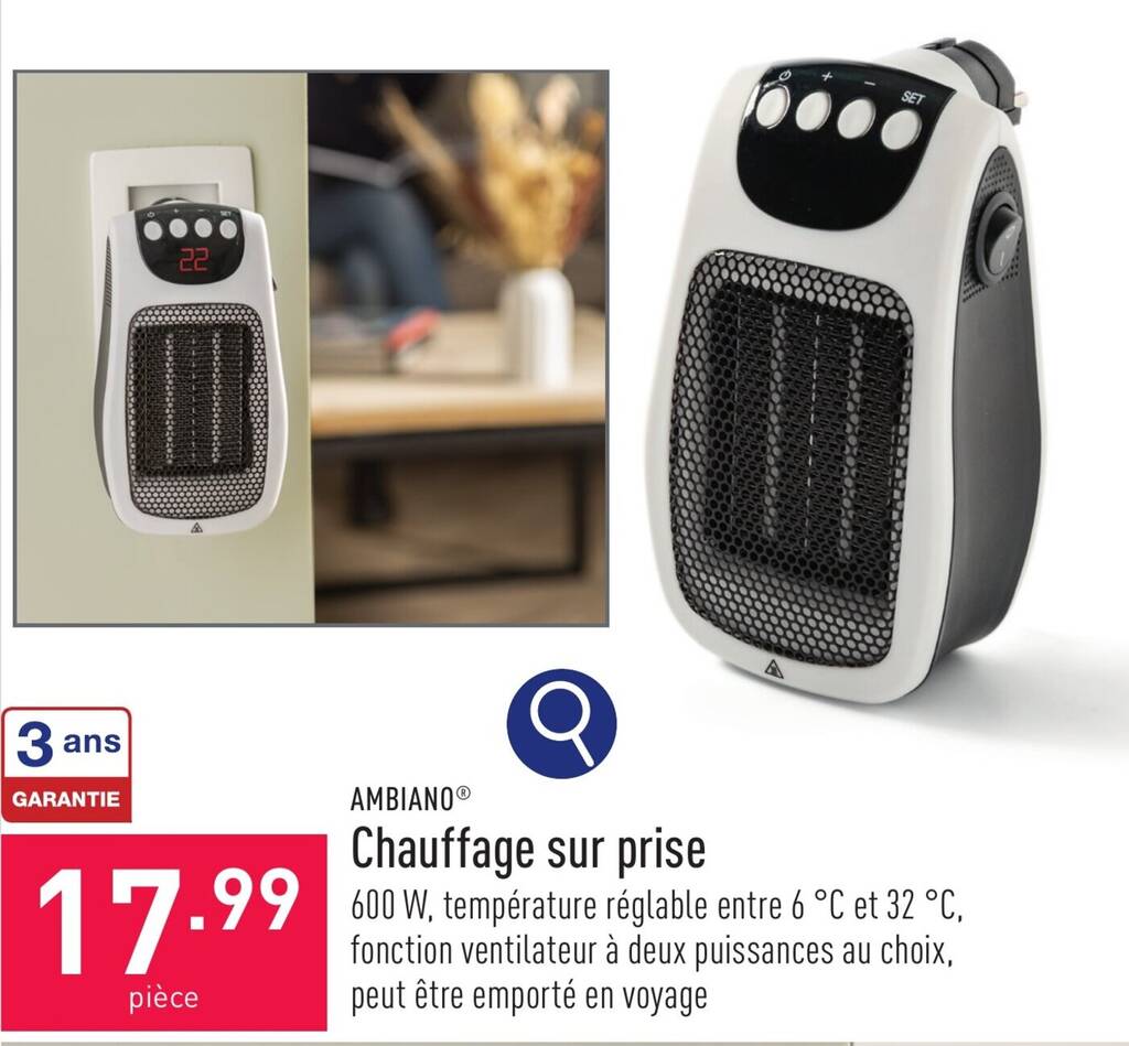 Ambiano Chauffage Sur Prise W Promotie Bij Aldi