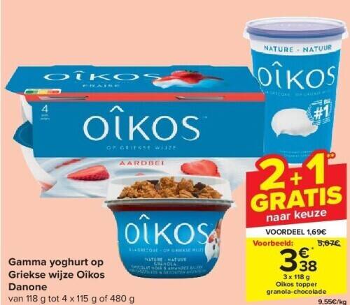 Gamma yoghurt op Griekse wijze Oîkos Danone promotie bij Carrefour