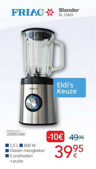 FRIAC Blender 1 5L 600W Promotie Bij Eldi