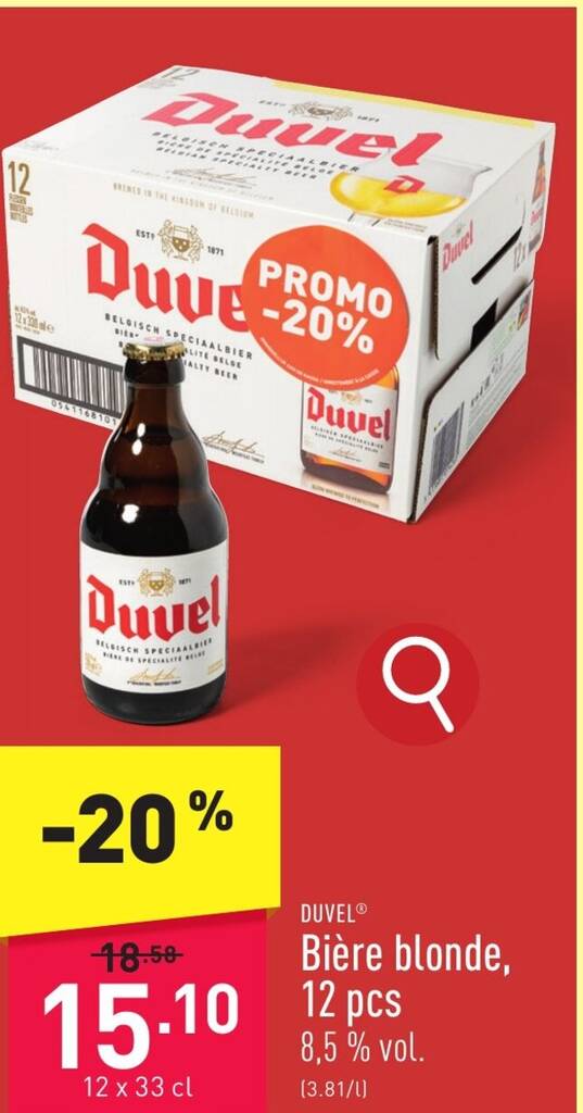 Duvel Bière blonde 12 x 33cl promotie bij ALDI