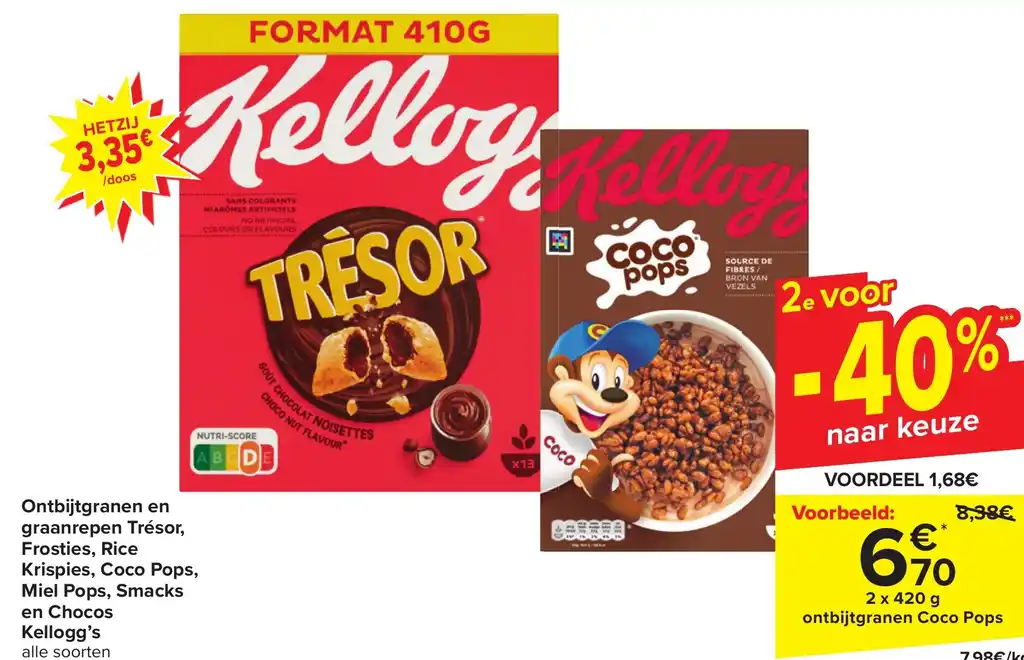 Ontbijtgranen en graanrepen Trésor Frosties Rice Krispies Coco Pops