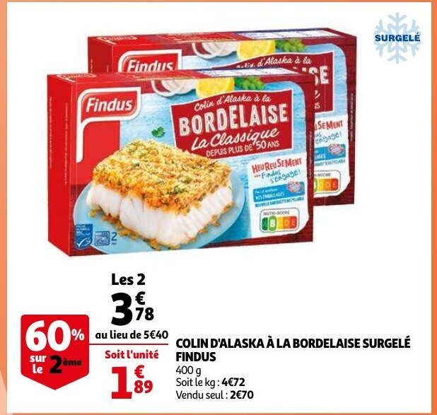 Findus Colin D Alaska A La Bordelaise Surgele 400g Promotie Bij Auchan