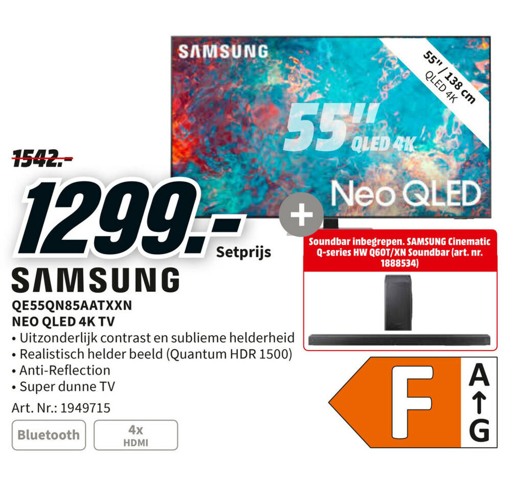 Samsung QE55QN85AATXXN NEO QLED 4K TV Promotie Bij MediaMarkt