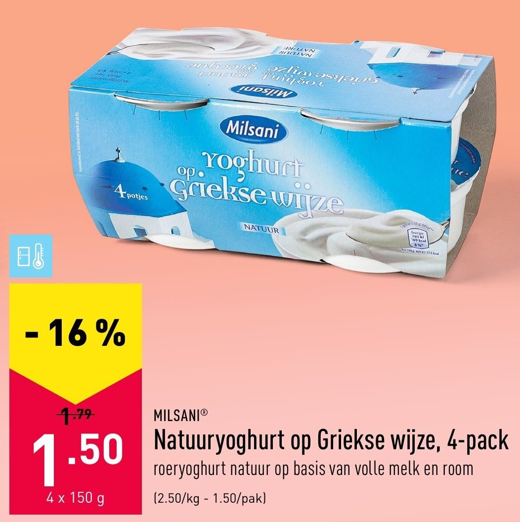 Natuuryoghurt Op Griekse Wijze Pack X G Promotie Bij Aldi