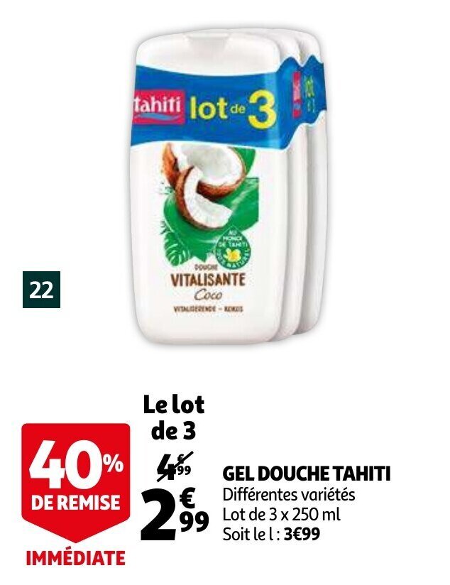 Gel Douche Tahiti X Ml Promotie Bij Auchan