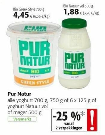 Pur Natur Alle Yoghurt Of Yoghurt Natuur Of Mager Promotie Bij Colruyt