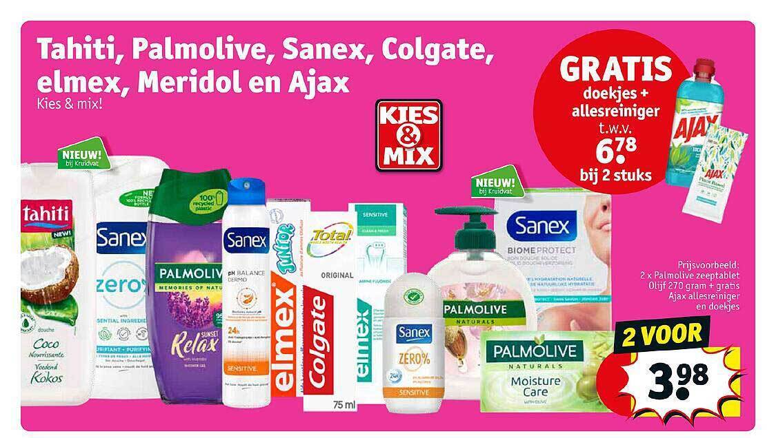 Tahiti Palmolive Sanex Colgate Elmex Meridol En Ajax Promotie Bij Kruidvat