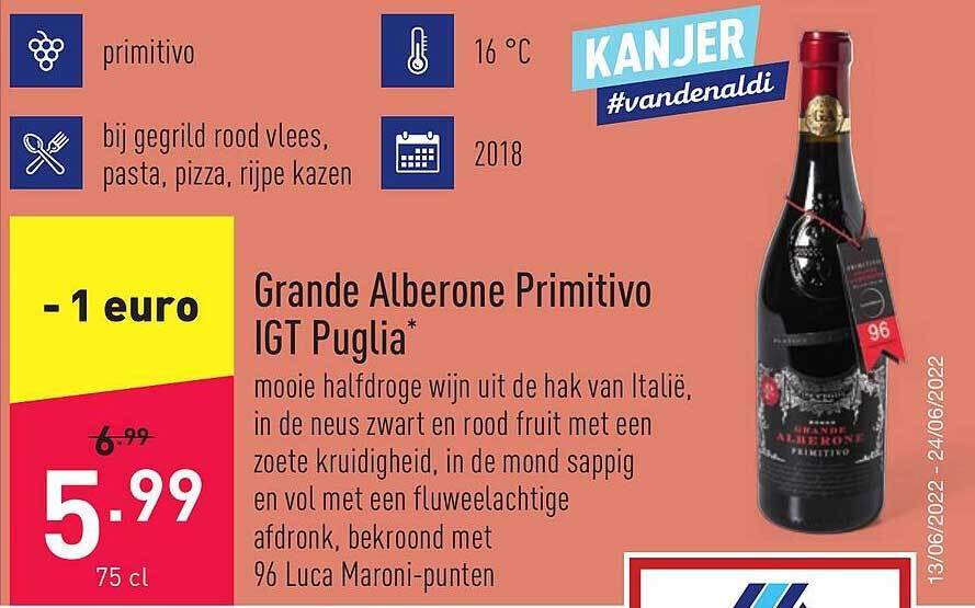 Grande Alberone Primitivo Igt Puglia Promotie Bij ALDI