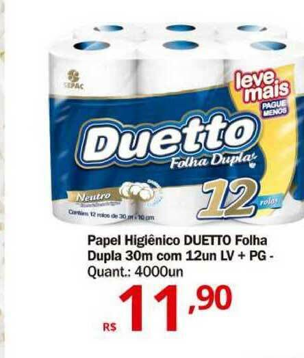 Papel Higiênico Duetto Folha Dupla oferta na Althoff Supermercados