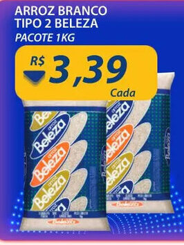 Arroz Branco Tipo 2 Beleza pacote 1kg oferta na Assaí Atacadista