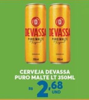 Cerveja Devassa puro Malte lata 350ml oferta na Atacadão Centro Sul