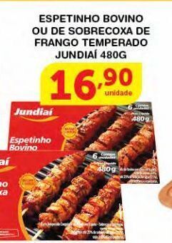 Espetinho bovino ou de sobrecoxa de frango jundiaí 480g oferta na Roldão