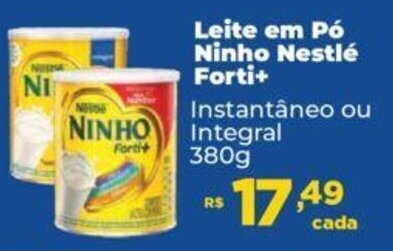 Leite em Pó Ninho Nestlé Forti Instantâneo ou Integral 380g oferta na