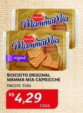 BISCOITO ORIGINAL MAMMA MIA CAPRICCHE PACOTE 350G oferta na Assaí