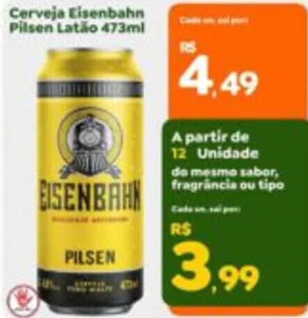 Cerveja Eisenbahn Pilsen Latão 473ml oferta na Econômico Atacadão