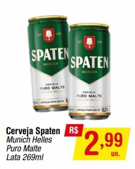 Cerveja Spaten Munich Helles Puro Malte Lata 269ml Oferta Na Fort