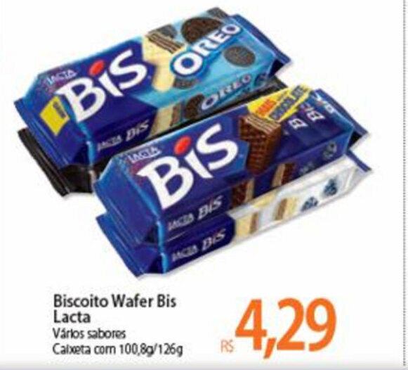 Biscoito Wafer Bis Lacta 100 8 126g oferta na Atacadão