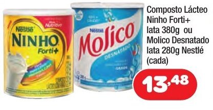 Composto Lacteo Ninho Forti Lata 380g Ou Molico Desnatado Lata 280g