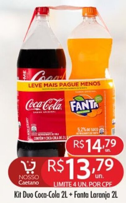 Kit Duo Coca Cola 2L Fanta Laranja 2L Oferta Na Supermercados Caetano