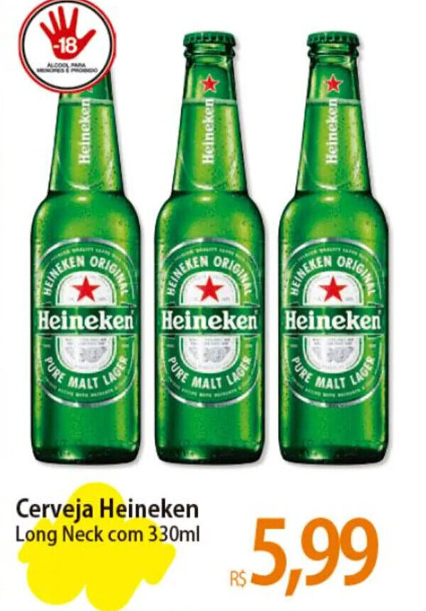 Cerveja Heineken Long Neck 330ml oferta na Atacadão