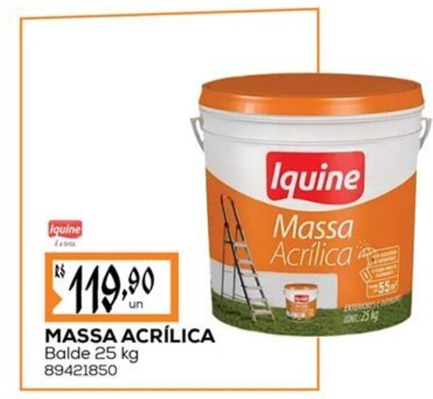 MASSA ACRÍLICA Balde 25 kg oferta na Obramax