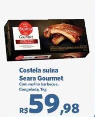 Costela suína Seara Gourmet molho barbecue Congelada 1kg oferta