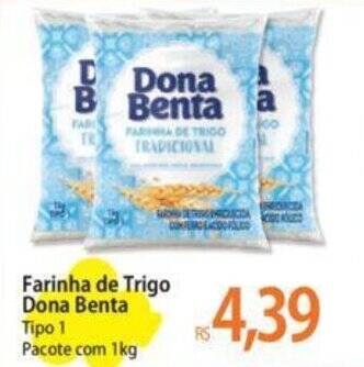 Farinha de Trigo Dona Benta Tipo 1 Pacote 1kg oferta na Atacadão