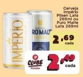 Cerveja Império Pilsen Lata 269ml ou Puro Malte Lata 269ml oferta na