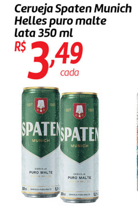 Cerveja Spaten Munich Helles Puro Malte Lata 350ml Oferta Na Comper