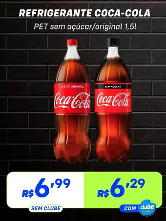 REFRIGERANTE COCA COLA PET sem açúcar original 1 5L oferta na Prezunic