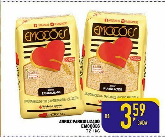 Arroz parbolizado emoções 1kg oferta na Mercantil Rodrigues