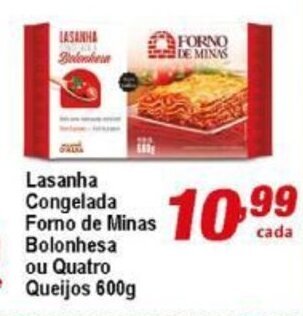 Lasanha Congelada Forno De MInas Bolonhesa Ou Quatro Queijos 600g